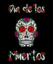 Sugar skull calavera. Mexican day of dead vector illustration. Dia de los Muertos greeting card, banner