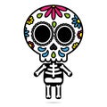 Sugar skull character isolated day of the dead concept