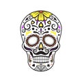Sugar Skull. Colorful Tattoo. Mexican Day Of The Dead. Vector Illustration.