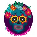 Sugar Skull and Flowers for Day of the dead Royalty Free Stock Photo