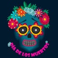 Sugar Skull and Flowers for Day of the dead Royalty Free Stock Photo