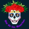 Sugar Skull and Flowers for Day of the dead Royalty Free Stock Photo