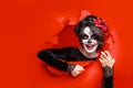 Sugar skull makeup on happy Halloween party Royalty Free Stock Photo