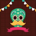 sugar skull mustache celebration viva mexico