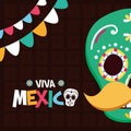 sugar skull mustache decoration celebration viva mexico