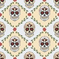 Sugar skull pattern. Dias de los muertos or Halloween illustration.