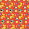 sugar skull pinata maraca flower viva mexico background