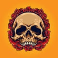 Sugar Skull Roses Frame Illustrations Royalty Free Stock Photo