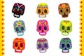 Sugar skull set, Day Of The Dead traditional design element vector Illustration