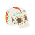 Sugar skull, skull with floral ornament, traditional symbol of Mexico vector Illustration on a white background Royalty Free Stock Photo