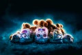 Sugar skulls in a dark background Royalty Free Stock Photo