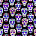 Sugar skulls seamless pattern. Traditional mexican ornament vector illustration. Day of the dead symbol Royalty Free Stock Photo