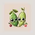 Sugar Snap Peas Vegetable Cute Playful Flat Icon by Generative AI