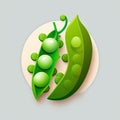 Sugar Snap Peas Vegetable Cute Playful Flat Icon by Generative AI