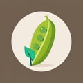 Sugar Snap Peas Vegetable Cute Playful Flat Icon by Generative AI