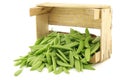 Sugar snaps in a wooden crate