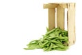 Sugar snaps in a wooden crate