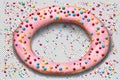 Sugar sprinkles circle frame on transparent background. Donut glaze or birthday cake decoration Generated Ai