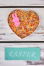 Sugar sprinkles and Easter card. Royalty Free Stock Photo