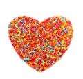 Sugar sprinkles shaped heart isolated on white Royalty Free Stock Photo