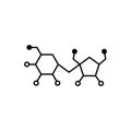 Sugar structural formula. Sucrose, saccharose. Skeletal chemical sweets formula