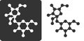 Sugar sucrose, saccharose molecule, flat icon style. Oxygen and carbon atoms shown as circles, hydrogen atoms omitted.