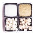 Sugar types on white