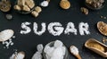 Sugar variation set on dark stone background