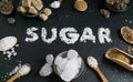 Sugar variation set on dark stone background