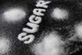 Sugar Word. White Sugar On Background