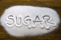 SUGAR written on pile of sugar