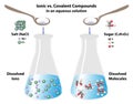 Ionic versus Covalent Compounds in solution Royalty Free Stock Photo