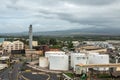 Sugarcane processing plant and fuel tanks in the harbor of Kahului, Maui, Hawaii, USA Royalty Free Stock Photo