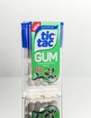 Sugarfree Tic Tac gum isolated on gradient background.