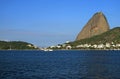 Sugarloaf Mountain or Pao de Acucar, the famous landmark on Guanabara Bay in Rio de Janeiro of Brazil Royalty Free Stock Photo