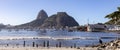 Sugarloaf mountain with pleasure boat harbour in Guanabara bay