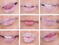 Sugary lips collage Royalty Free Stock Photo