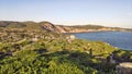 Suggestive and relaxing wilderness landscape in Sardinia coast with cliff blue sea and green bushes