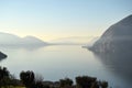 An suggestive view of Lake Iseo at sunset Royalty Free Stock Photo