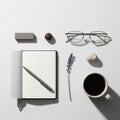 Suggests a minimalist workspace or study area with a touch of nature and Royalty Free Stock Photo