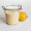 Sugrafree lemon curd in a glass Royalty Free Stock Photo