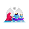 Suhoor muslim familiy illustration design