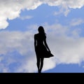 Suicidal attempt, girl standing on the edge of a roof