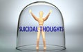 Suicidal thoughts can separate a person from the world and lock in an isolation that limits - pictured as a human figure locked