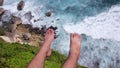 suicidal young man at the edge of cliff