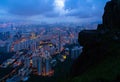 Suicide cliff in Hong Kong Downtown, China. Financial district and business centers in technology smart city in Asia. Skyscraper