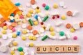 Suicide pills concept.