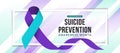 Suicide prevention awareness month text in white frame with suicide awareness prevention ribbon roll around on abstract soft