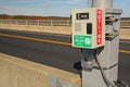 Suicide prevention phone on bridge in Fall Royalty Free Stock Photo