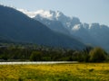 Suiss traditional spring landscape Royalty Free Stock Photo